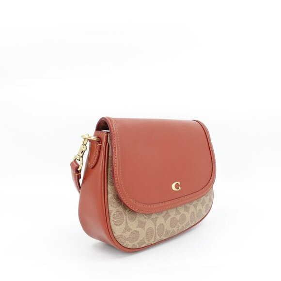 Coach Legacy Signature Shoulder Bag Red Brown OS - Picture 3 of 13